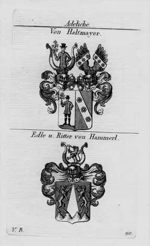 Haltmayer Hammerl Wappen Adel coat of arms heraldry crest Kupferstich