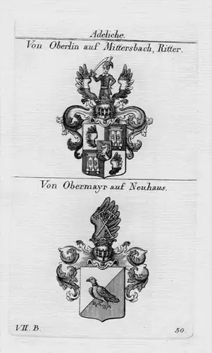 Oberlin Mittersbach Obermayr Neuhaus Wappen coat of arms Kupferstich