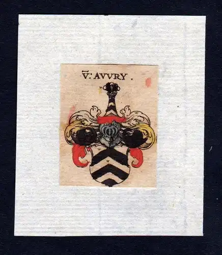 17. Jh Avvry Avery Wappen coat of arms heraldry Heraldik Kupferstich