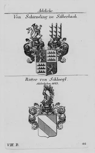 Schirnding Silberbach Wappen Adel coat of arms heraldry Kupferstich