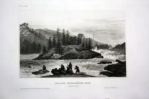 Trollhättan Fälle Wasserfall Västra Schweden Sweden engraving