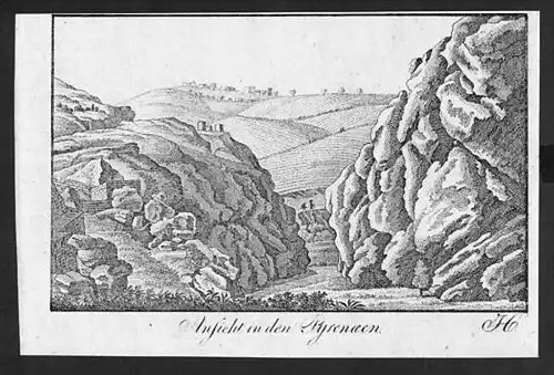 Pyrenees Alpes Original Lithographie