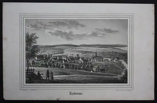 Rabenau bei Freital Erzgebirge Original Lithographie Litho