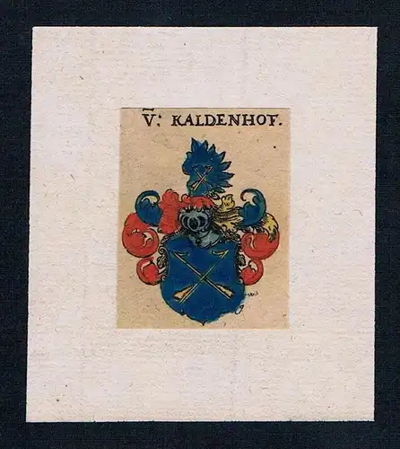 . von Kaldenhof Wappen coat of arms heraldry Heraldik Kupferstich