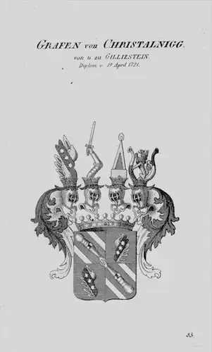 Christalnigg Gillizstein Wappen Adel coat of arms Heraldik Kupferstich