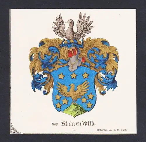 . von Stahrenschild Wappen Heraldik coat of arms heraldry Lithographie