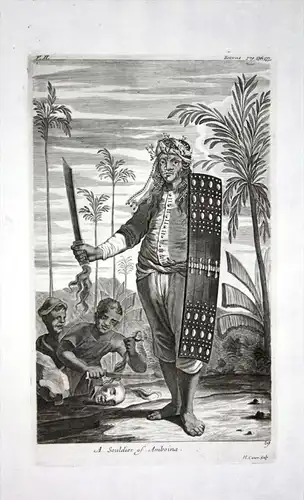 "A Souldier of Amboina" - Ambon island soldier Indonesia Maluku islands Kupferstich engraving Churchill
