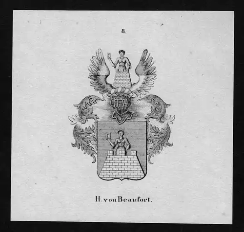 von Beaufort Wappen Adel coat of arms heraldry Heraldik Lithographie