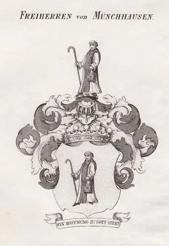 Freiherren von Münchhausen - Münchhausen Niedersachsen Wappen Adel coat of arms heraldry Heraldik Kupferstich