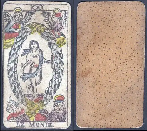 Le Monde - Original 18th century playing card / carte a jouer / Spielkarte - Tarot
