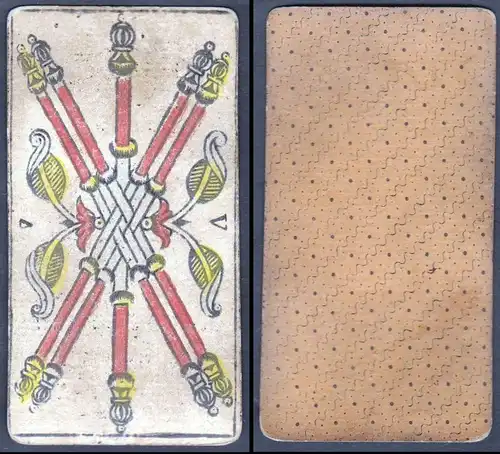 V - Original 18th century playing card / carte a jouer / Spielkarte - Tarot