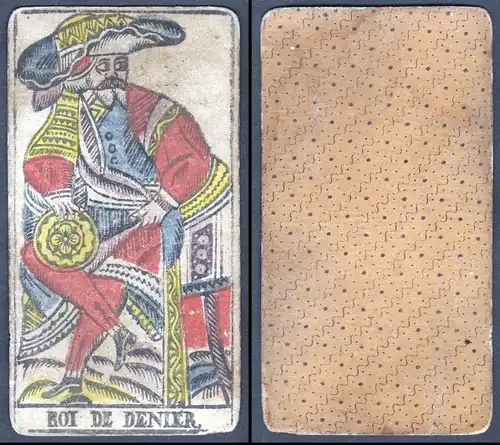 Roi de Denier - Original 18th century playing card / carte a jouer / Spielkarte - Tarot