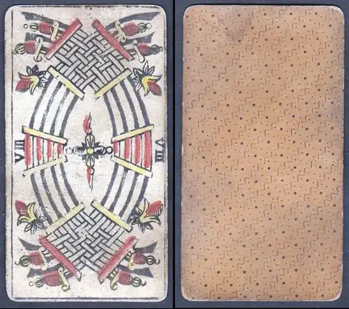 VIII - Original 18th century playing card / carte a jouer / Spielkarte - Tarot