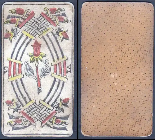 VI - Original 18th century playing card / carte a jouer / Spielkarte - Tarot