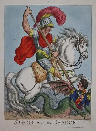 St. George and the Dragon - St. George dragon Drachen Napoleon caricature Karikatur cartoon satire etching Rad