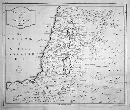 Palestina of het Joodscheland - Palästina Jerusalem Israel Karte map Kupferstich copper engraving antique prin