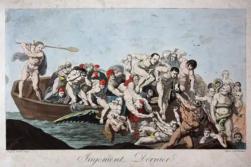 Jugement Dernier - the fall of Napoleon Bonaparte defeat caricature Karikatur cartoon Satire parody etching Ra