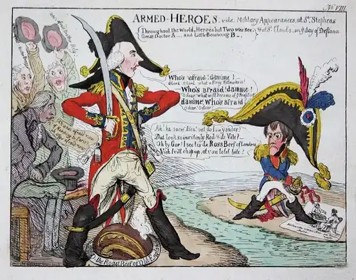 Armed Heroes. - Napoleon Bonaparte Henry Addington English Channel England Großbritannien caricature Karikatur