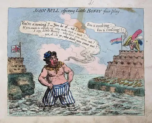 John Bull offering little Boney fair play - John Bull sailor Seemann Napoleon Bonaparte English Channel Englan