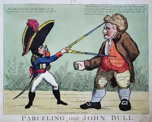 Parceling out John Bull. - John Bull Napoleon Bonaparte compasses Zirkel England Großbritannien UK caricature