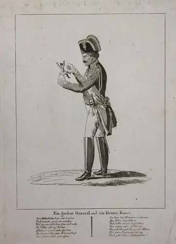 Ein grosser General und ein kleiner Kaiser - Leberecht von Blücher Lilliputian Napoleon caricature Karikatur c