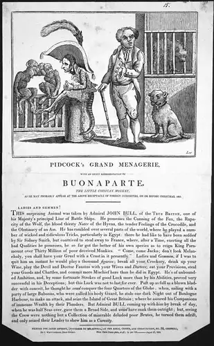 Pidcock's Grand Menagerie, with an exact representation of Buonaparte, the little Corsican monkey, .... - John