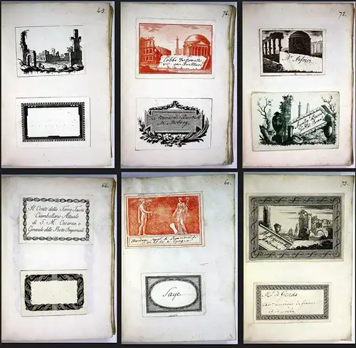 Album with visiting-cards from the 1780s. / Album mit Visitenkarten aus dem 18. Jahrhundert.