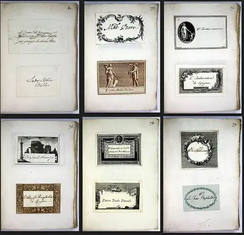 Album with visiting-cards from the 1780s. / Album mit Visitenkarten aus dem 18. Jahrhundert.