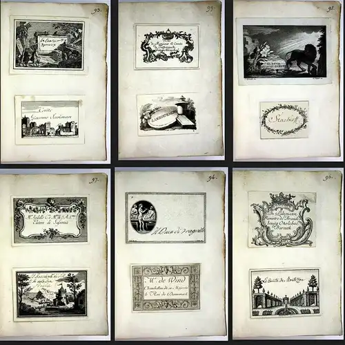 Album with visiting-cards from the 1780s. / Album mit Visitenkarten aus dem 18. Jahrhundert.