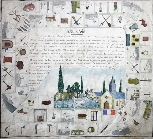 Jeu de l'oie - Manuscript game board Game of the Goose jeu de l'Oie Spiel jeu alte Spiele antique games
