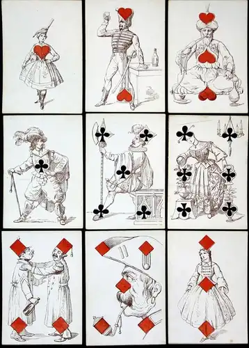 Jeanne Hachette - Transformation deck playing cards Spielkarten cartes a jouer Kartenspiel jeu alte Spiele ant