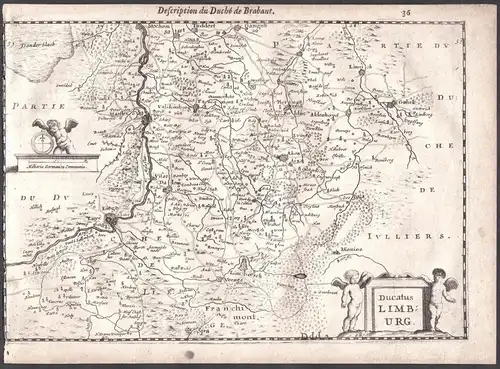 Ducatus Limburg - Lüttich Liège Maastricht Aldenhoven Limbourg Aachen Colom Holland Nederland map carte