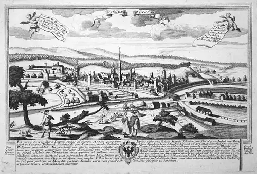 Wangena - Wangen - Wangen Allgäu Schwaben Ansicht Panorama Kupferstich engraving Leopold Werner antique print