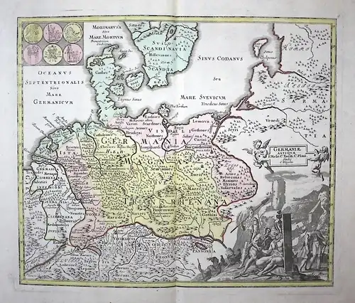 Germaniae Antiquae - Germania Germanien Germany Europe Europa Karte map Kupferstich copper engraving antique p