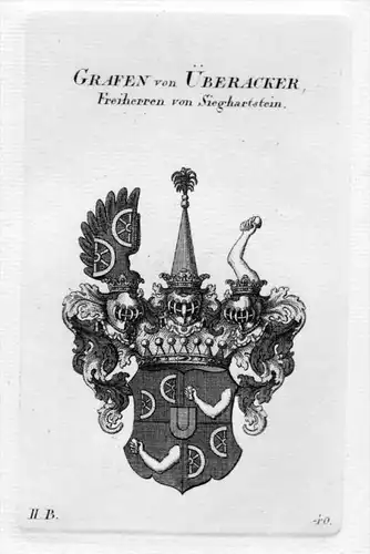 von Überacker Wappen Adel coat of arms heraldry Heraldik Kupferstich