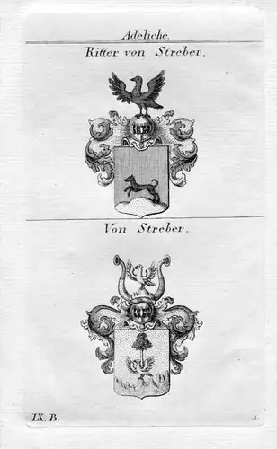 Streber - Wappen Adel coat of arms heraldry Heraldik Kupferstich