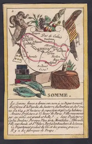 Somme - Amiens Frankreich France playing card carte a jouer Spielkarte Kupferstich copper engraving antique pr