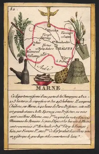 Marne - Chalons Marne Frankreich France playing card carte a jouer Spielkarte Kupferstich copper engraving ant
