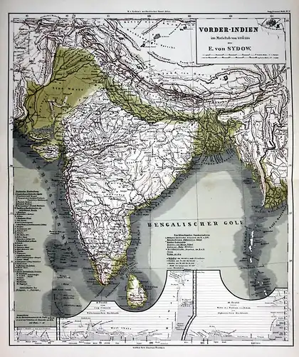 Vorder-Indien - India Indien Asia Asien Karte map Lithographie lithograph Litho