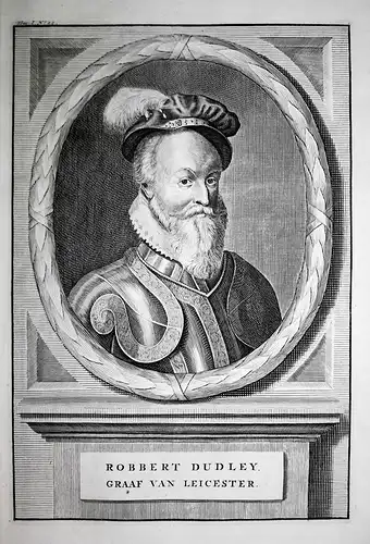 Robbert Dudley - Robert Dudley Earl of Leicester England Portrait Kupferstich engraving antique print