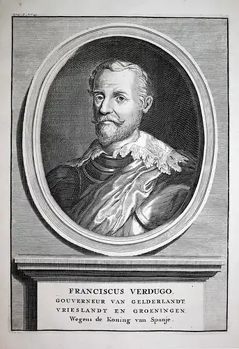 Franciscus Verdugo - Francisco Verdugo Holland Spain Espana Portrait Kupferstich engraving antique print