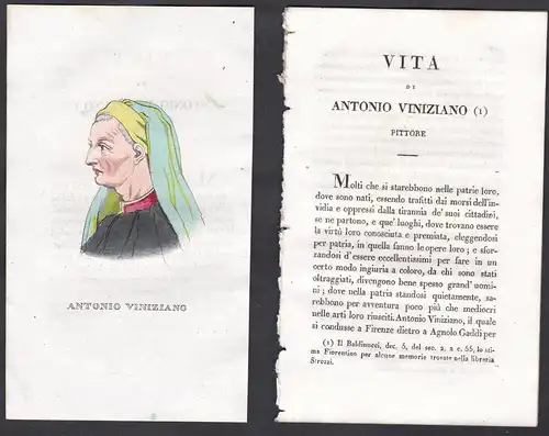 Antonio Viniziano - Antonio Veneziano Maler painter Italien Italia Portrait Kupferstich copper engraving antiq