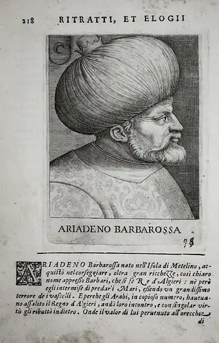 Ariadeno Barbarossa Hayreddin Barbarossa (1478-1546) -- Mytilene Ottomann Empire Istanbul Turkey Italia