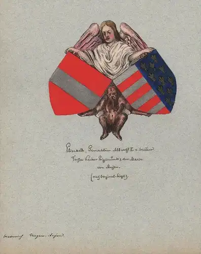 Elisabeth Frau Albrecht II Österreich Wappen Genealogie genealogy Aquarell