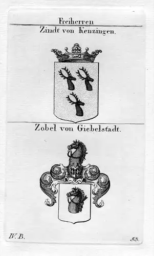 Zindt Zobel - Wappen Adel coat of arms heraldry Heraldik Kupferstich