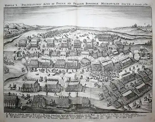 Tabula I. Delineationis Aciei et Pugnae ad Pragam Bohemiae Metropolim Factae 7. Nouemb. 1620 - Praha Prague Pr