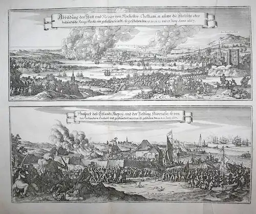Abbildung der Statt und Revier Rochester, Chetham etc. allwo die Statische oder holländische Kriegsfloote ein