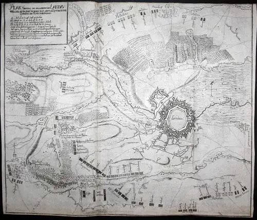Plan General der Belagerung von Landau welche attaquirt worden . 1704 - Landau Belagerung Schlacht Karte map K