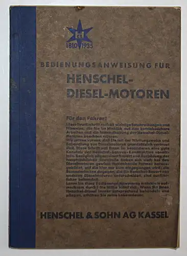 Bedienungsanleitung für Henschel Diesel-Motoren 1810 1935.