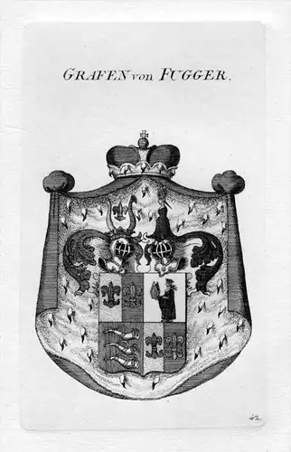 Fugger Wappen Adel coat of arms heraldry Heraldik crest Kupferstich